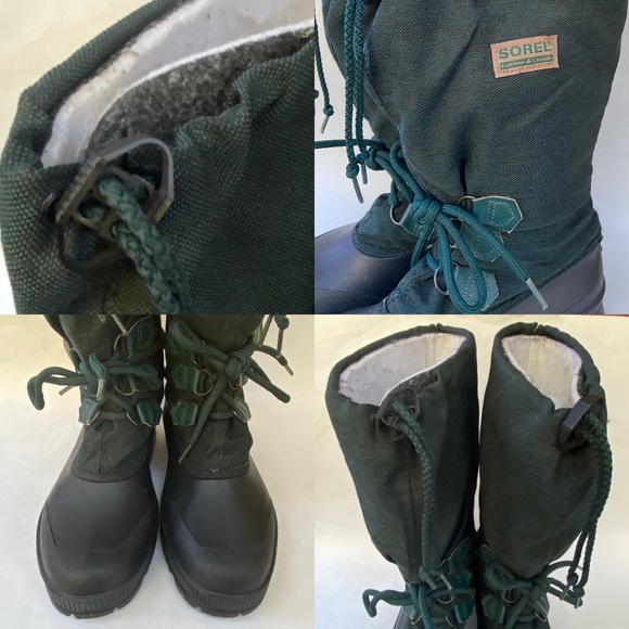 Sorel Dark Green Felt Lined Over Calf Weather Boots Waterproof Size 9 - Picture 12 of 13